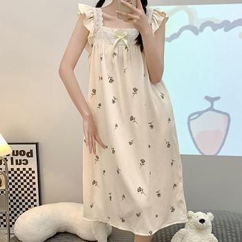 Noćna haljina za spavanje s bubble tkaninom, tanke naramenice, kvadratni ovratnik, poliester, srednja gustoća