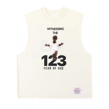 Свободна памучна безръкавна жилетка с принт на малък ангел, 100% памук, лято 2024, свободна кройка