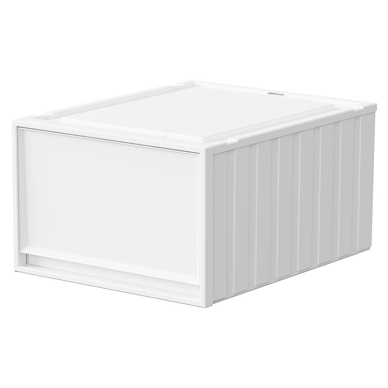 Fiókos műanyag tároló doboz ruhákhoz és kozmetikumokhoz, kapacitás 40–50 liter