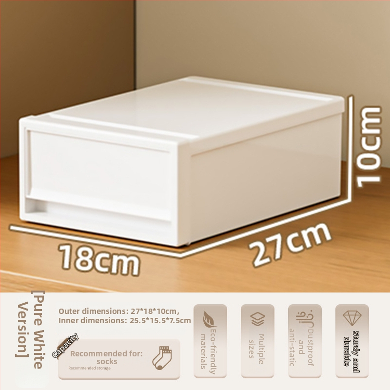 Fiókos műanyag tároló doboz ruhákhoz és kozmetikumokhoz, kapacitás 40–50 liter