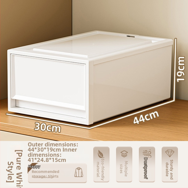 Fiókos műanyag tároló doboz ruhákhoz és kozmetikumokhoz, kapacitás 40–50 liter