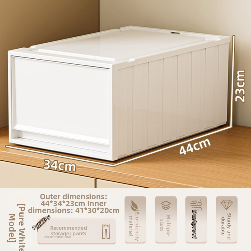 Fiókos műanyag tároló doboz ruhákhoz és kozmetikumokhoz, kapacitás 40–50 liter