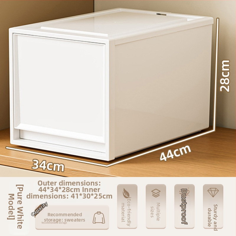 Fiókos műanyag tároló doboz ruhákhoz és kozmetikumokhoz, kapacitás 40–50 liter