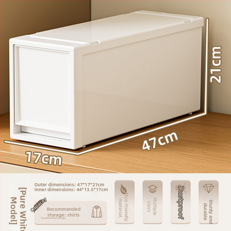 Fiókos műanyag tároló doboz ruhákhoz és kozmetikumokhoz, kapacitás 40–50 liter