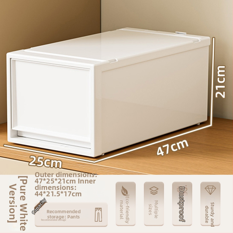 Fiókos műanyag tároló doboz ruhákhoz és kozmetikumokhoz, kapacitás 40–50 liter
