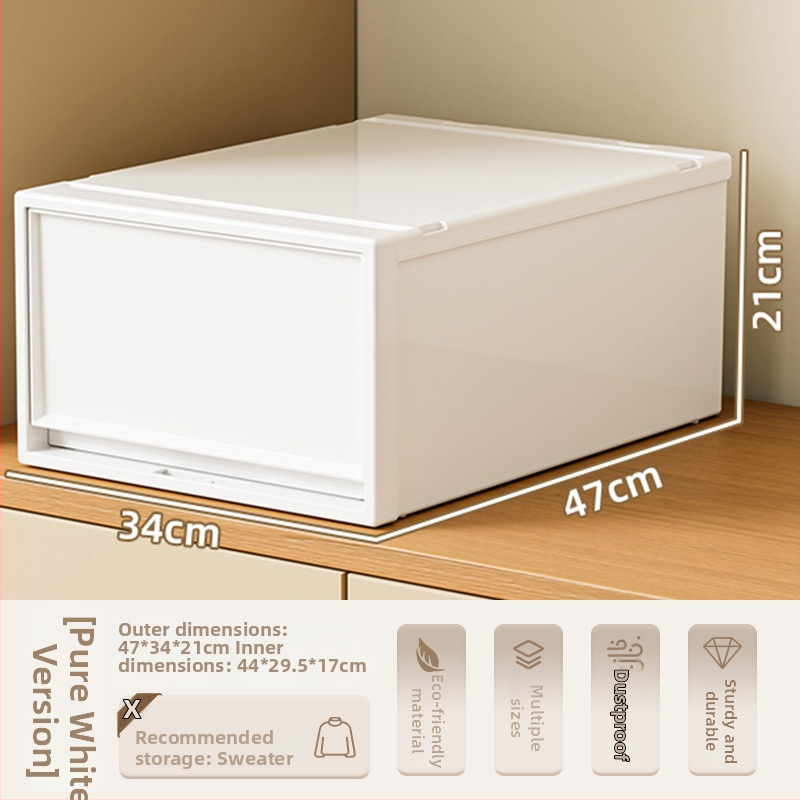 Fiókos műanyag tároló doboz ruhákhoz és kozmetikumokhoz, kapacitás 40–50 liter