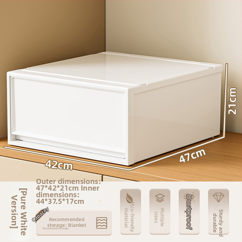 Fiókos műanyag tároló doboz ruhákhoz és kozmetikumokhoz, kapacitás 40–50 liter