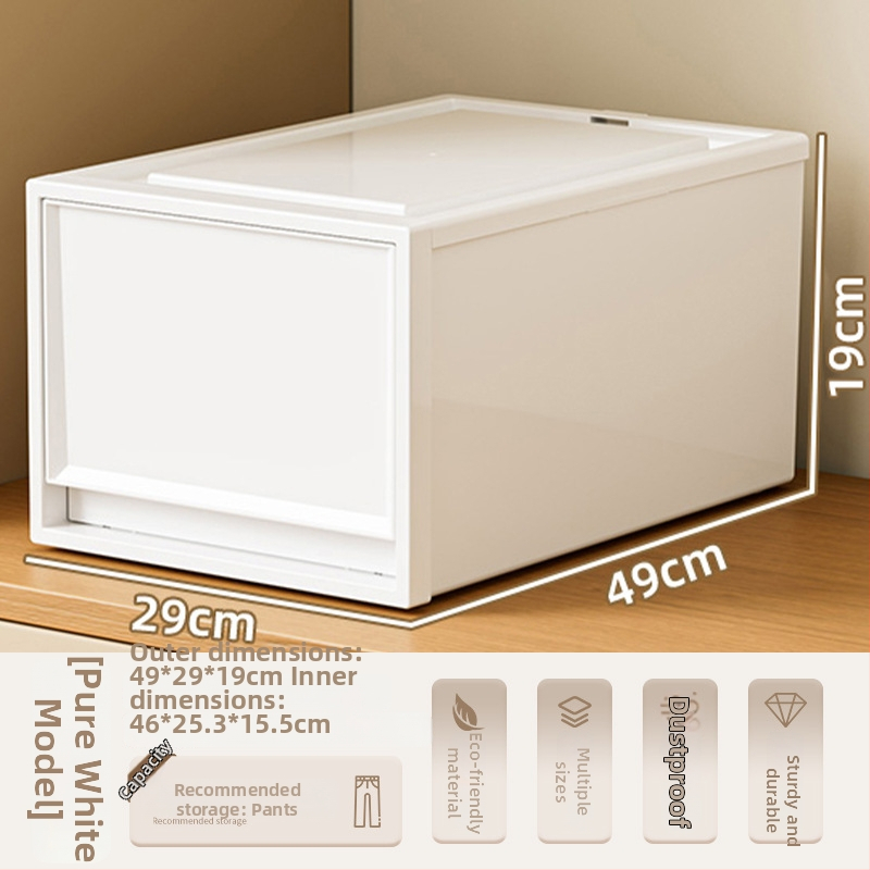 Fiókos műanyag tároló doboz ruhákhoz és kozmetikumokhoz, kapacitás 40–50 liter