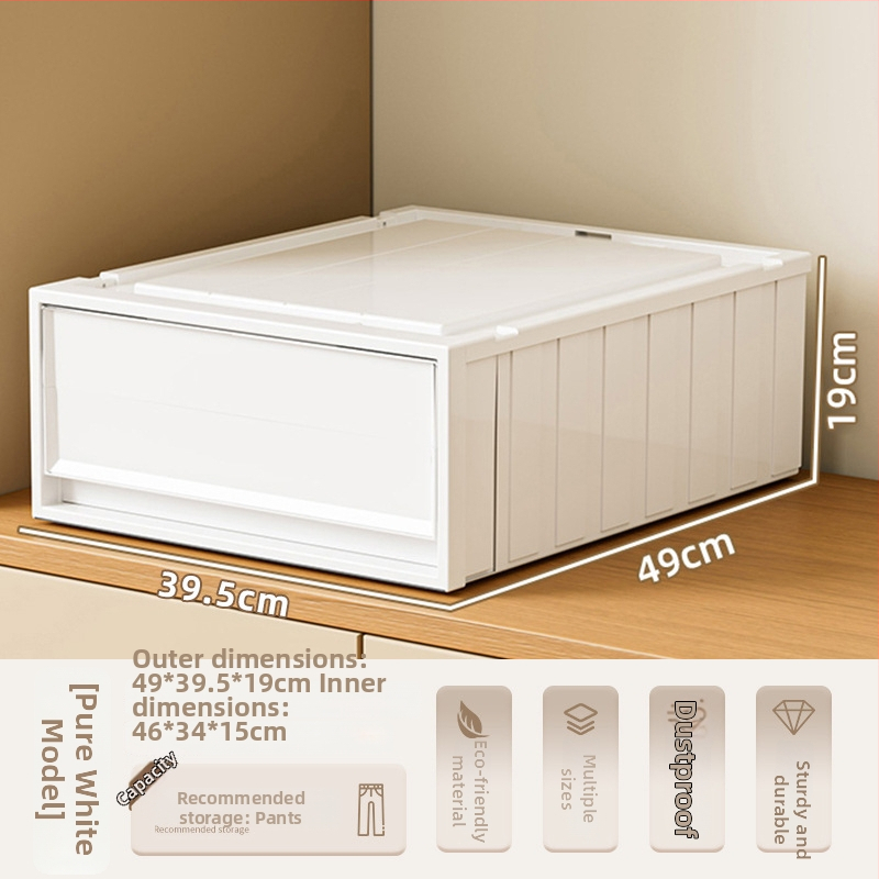 Fiókos műanyag tároló doboz ruhákhoz és kozmetikumokhoz, kapacitás 40–50 liter