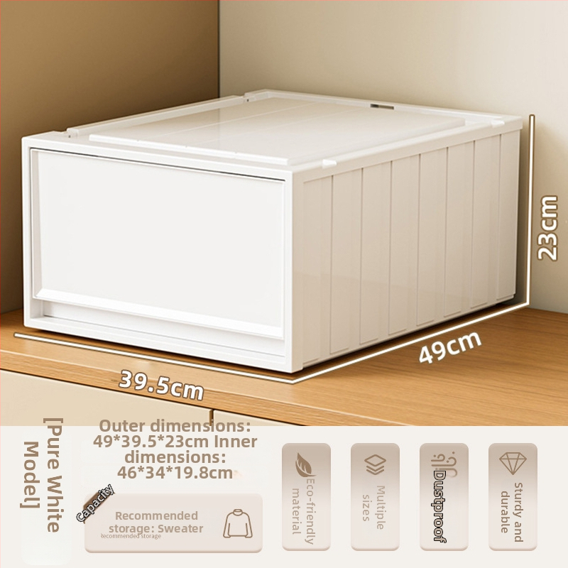Fiókos műanyag tároló doboz ruhákhoz és kozmetikumokhoz, kapacitás 40–50 liter