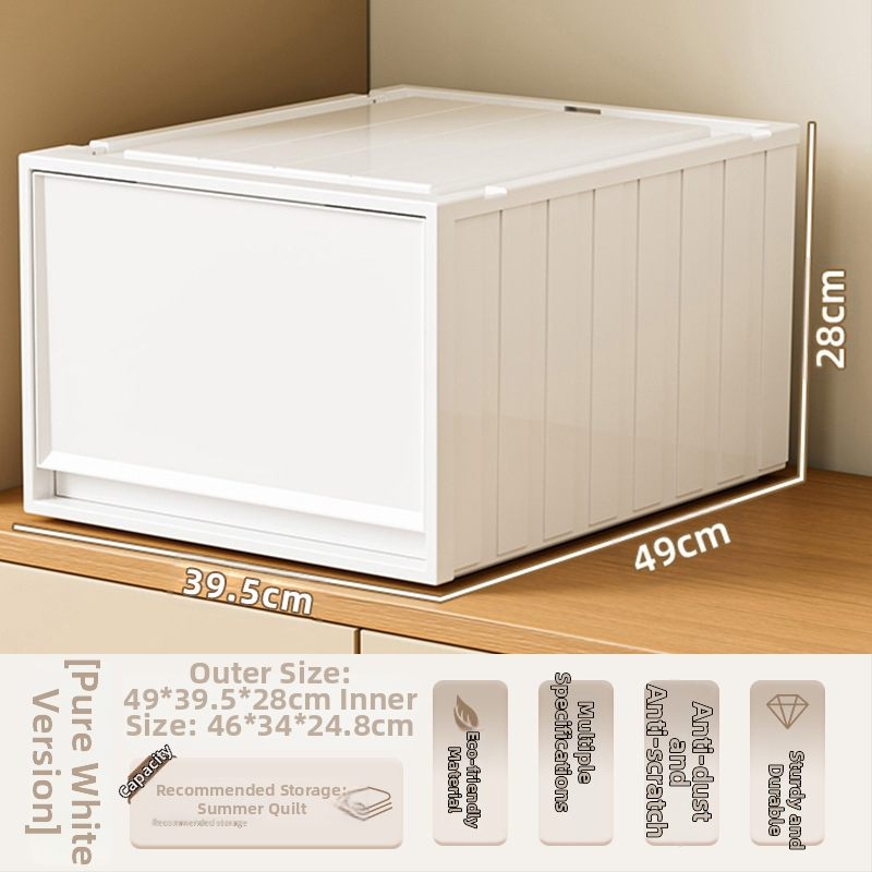 Fiókos műanyag tároló doboz ruhákhoz és kozmetikumokhoz, kapacitás 40–50 liter