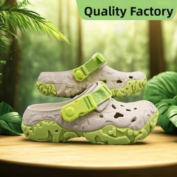 Férfi kültéri, légáteresztő, zártujjú papucs EVA felsővel és talppal, csat-zár, egyrészes öntés, tavasz 2025