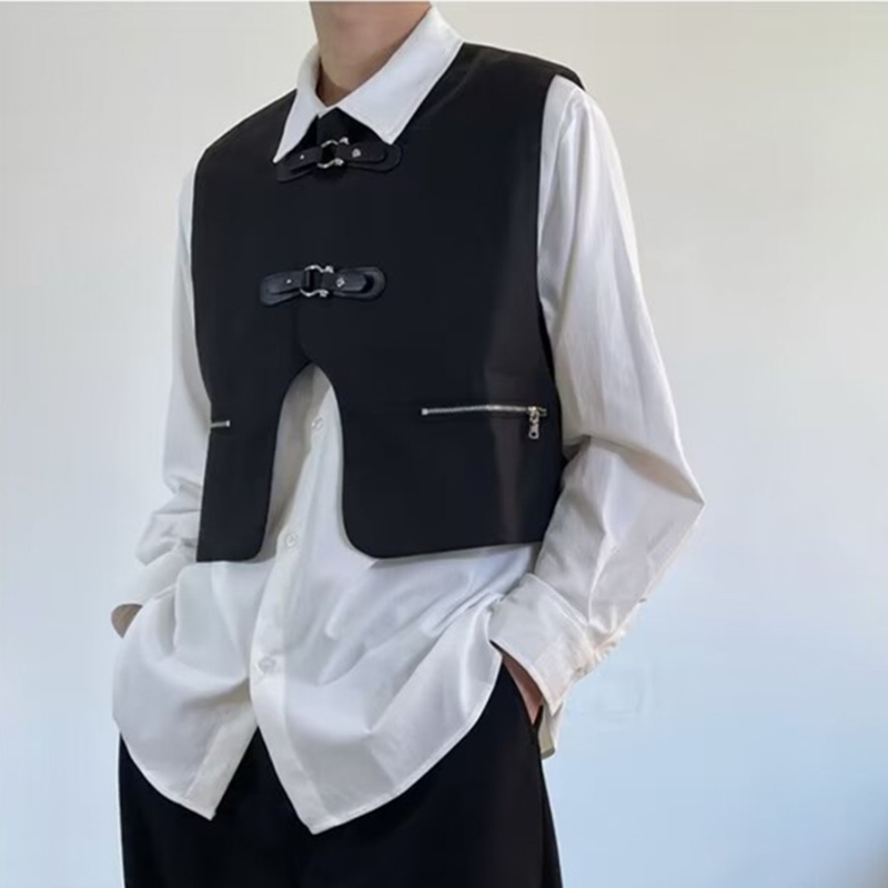 Vesta u stilu Hongkonga, slobodan kroj, kopčanje na jedan red gumba, bez kapulje, 100% poliester, ljeto