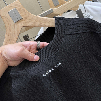 Vesta tricotată pentru bărbați, fără mâneci, cu dublă textură - croială lejeră, bumbac 48,5%, vară 2025, stil sport