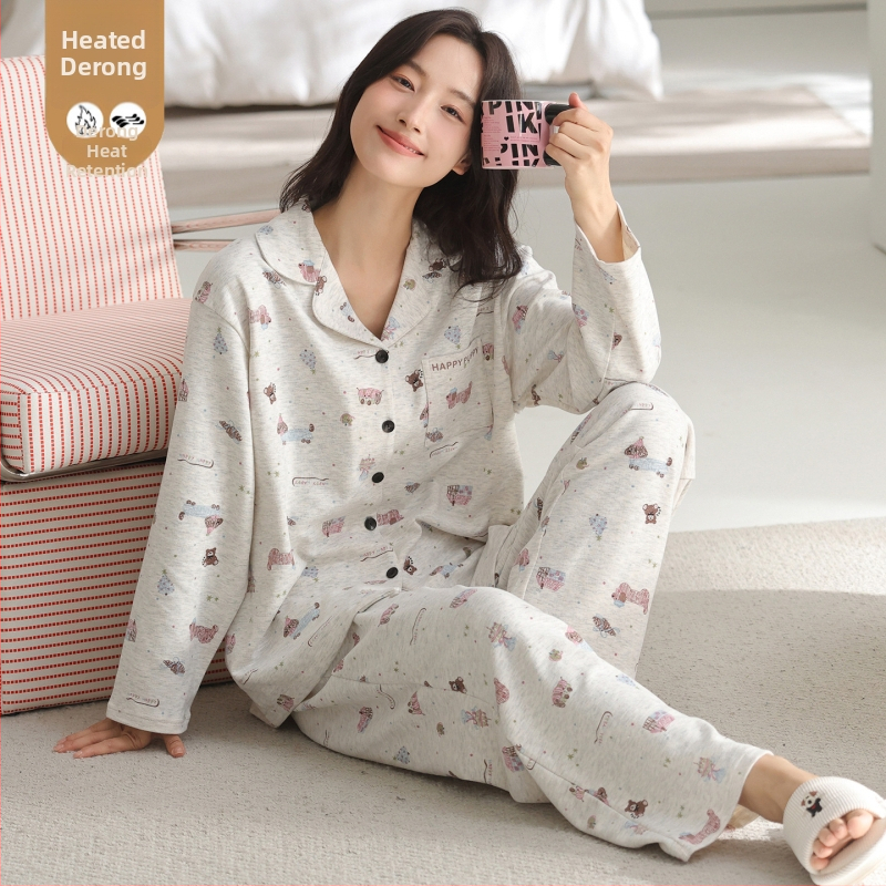 Pijama kardigan od svile i vune s baršunom za jesen-zimu, deblji, s dugim rukavima, toplo udobno kućno odijevanje, pogodno i za nošenje izvan kuće.