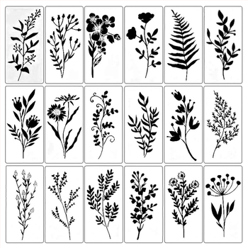 Yehuo Šablóna na kreslenie s divokými kvetmi — opakovane použiteľná PET maľovacia šablóna, vodotesná a prateľná (AM-KJ114-18)