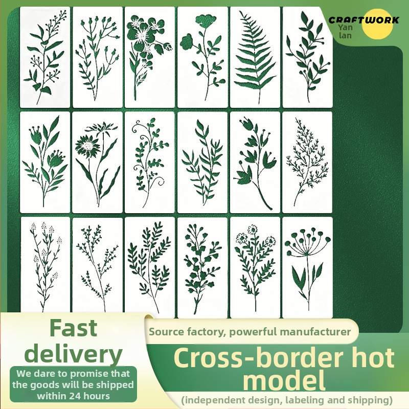 Yehuo Šablóna na kreslenie s divokými kvetmi — opakovane použiteľná PET maľovacia šablóna, vodotesná a prateľná (AM-KJ114-18)