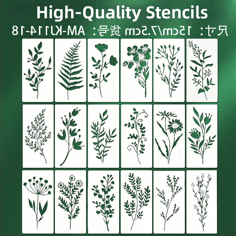 Yehuo Šablóna na kreslenie s divokými kvetmi — opakovane použiteľná PET maľovacia šablóna, vodotesná a prateľná (AM-KJ114-18)