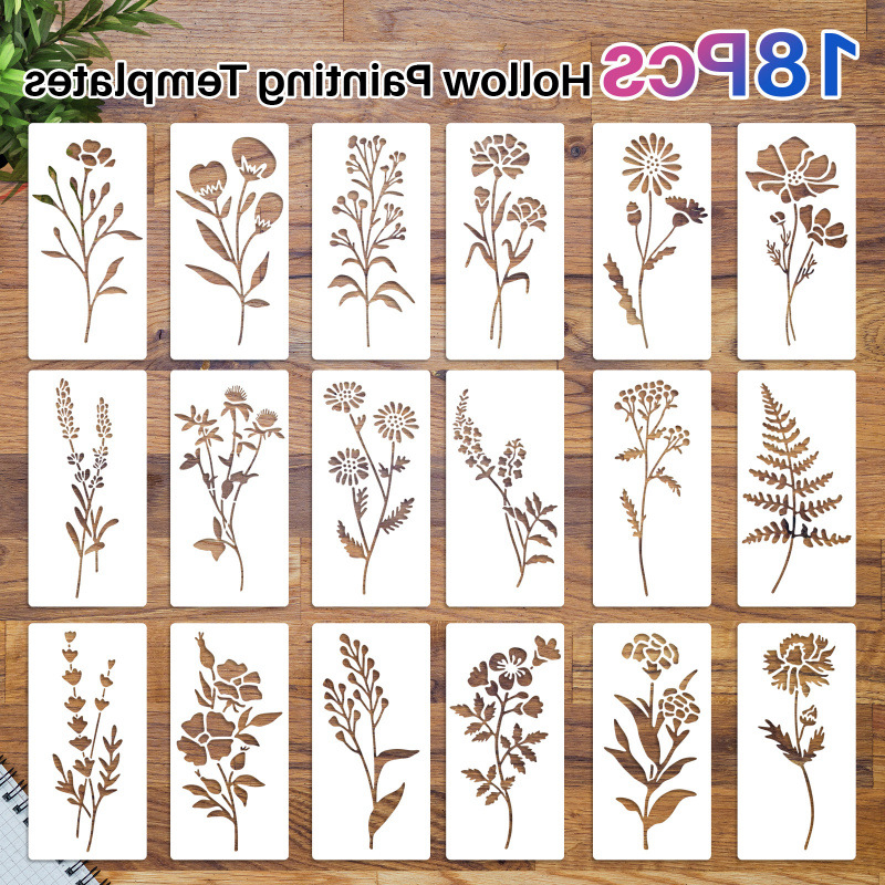 Yehuo Шаблон за рисуване на диви цветя — повторно използваем PET трафарет за рисуване, водоустойчив и пране (AM-KJ114-18)