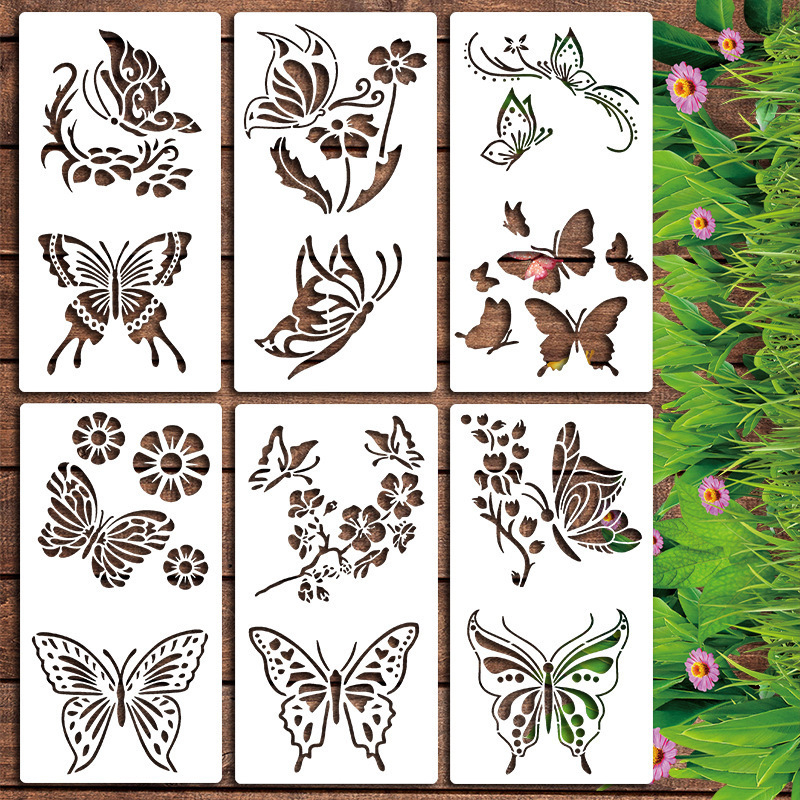 Yehuo Шаблон за рисуване на диви цветя — повторно използваем PET трафарет за рисуване, водоустойчив и пране (AM-KJ114-18)