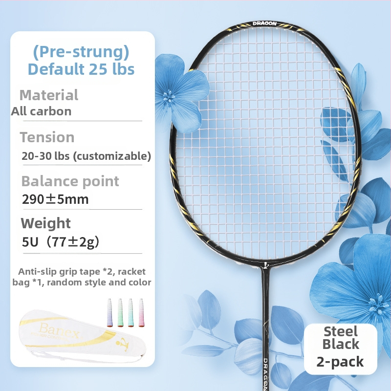 Raketa za badminton, okvir od karbonskih vlakana, ultra lagana 75–79 g, cijela karbonska konstrukcija, držač G5, ravni vrat, ofenzivni stil igre za amatere i srednje napredne igrače