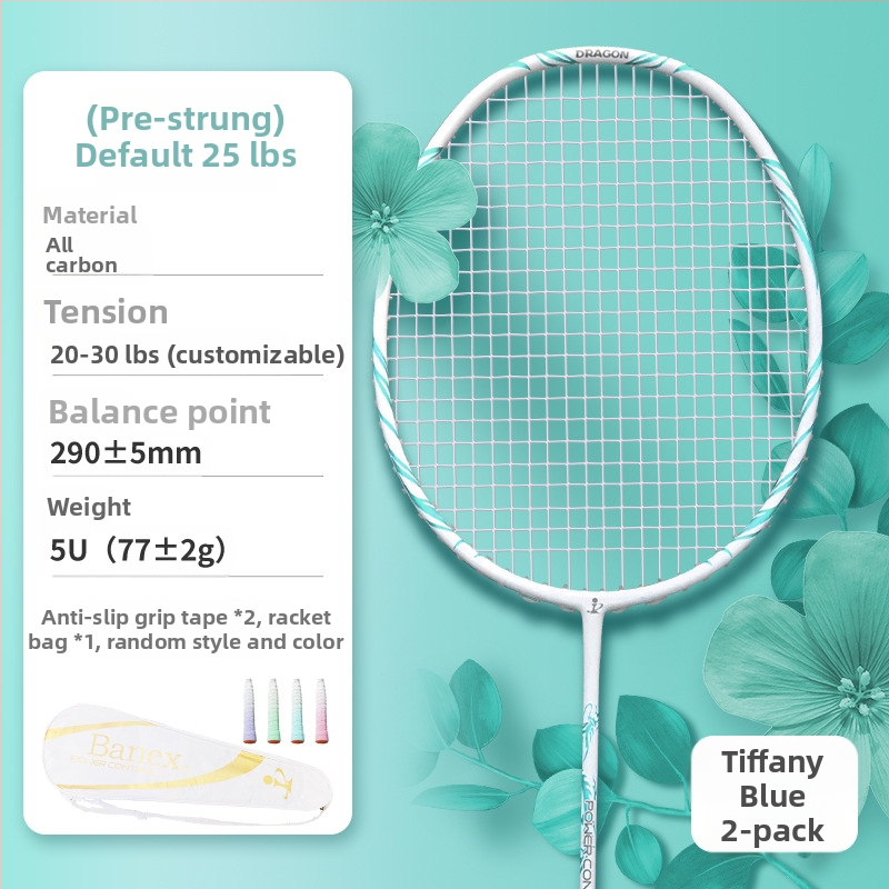 Raketa za badminton, okvir od karbonskih vlakana, ultra lagana 75–79 g, cijela karbonska konstrukcija, držač G5, ravni vrat, ofenzivni stil igre za amatere i srednje napredne igrače