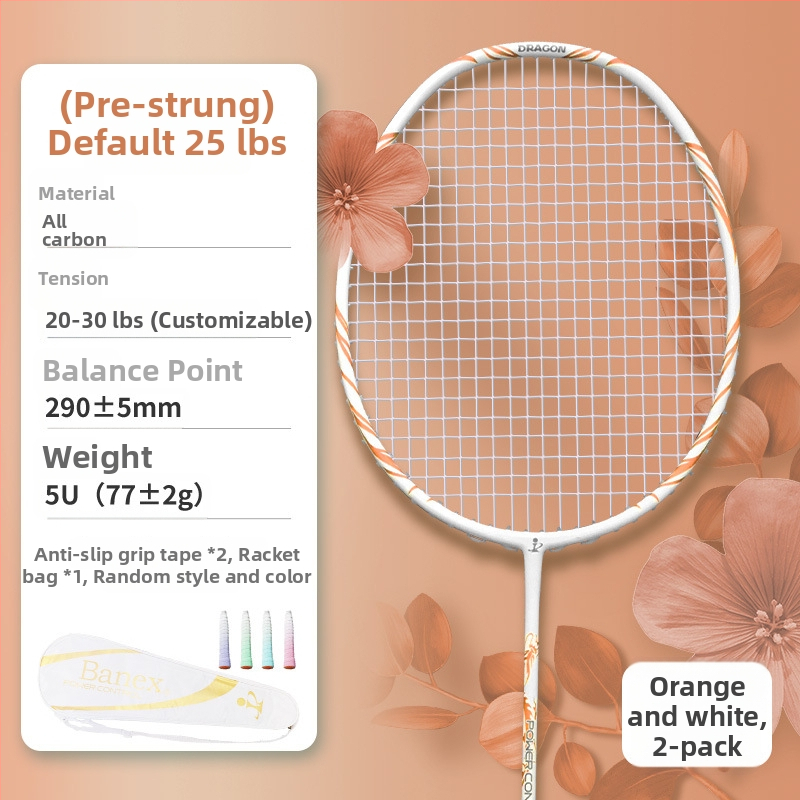 Raketa za badminton, okvir od karbonskih vlakana, ultra lagana 75–79 g, cijela karbonska konstrukcija, držač G5, ravni vrat, ofenzivni stil igre za amatere i srednje napredne igrače