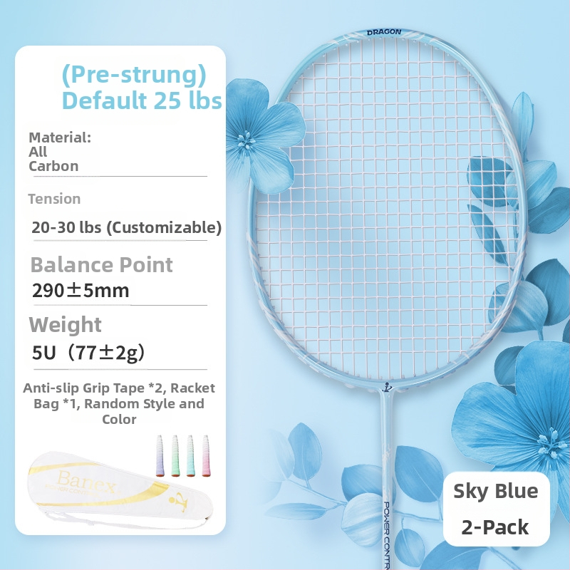 Raketa za badminton, okvir od karbonskih vlakana, ultra lagana 75–79 g, cijela karbonska konstrukcija, držač G5, ravni vrat, ofenzivni stil igre za amatere i srednje napredne igrače