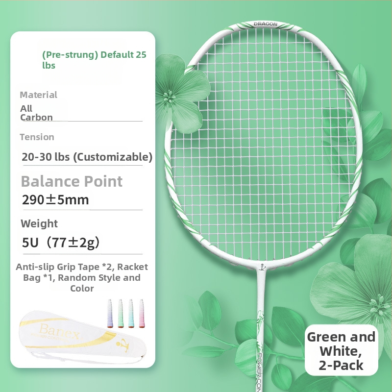 Raketa za badminton, okvir od karbonskih vlakana, ultra lagana 75–79 g, cijela karbonska konstrukcija, držač G5, ravni vrat, ofenzivni stil igre za amatere i srednje napredne igrače