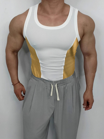 Спортен жилет за тренировки, свободна кройка, модел: райета, 95% полиестер, прав долен край, подходящ за упражнения