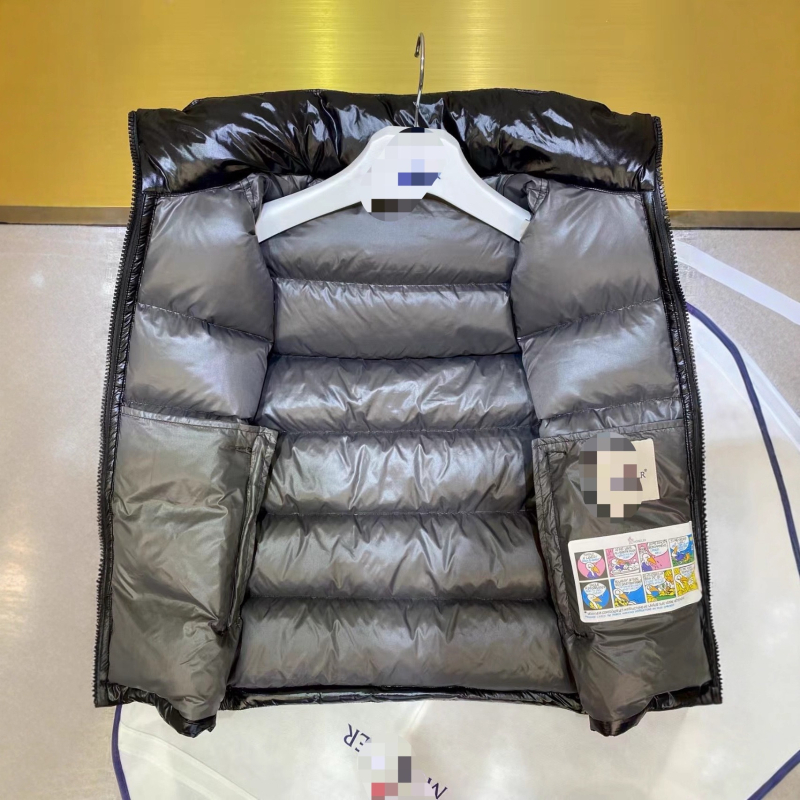 Unisex kapuljačasti puffer vest za zimu, podstavljeni fleesom, punjenje 185, bijeli pačji per 91–95%, vanjski najlon, zatvarač