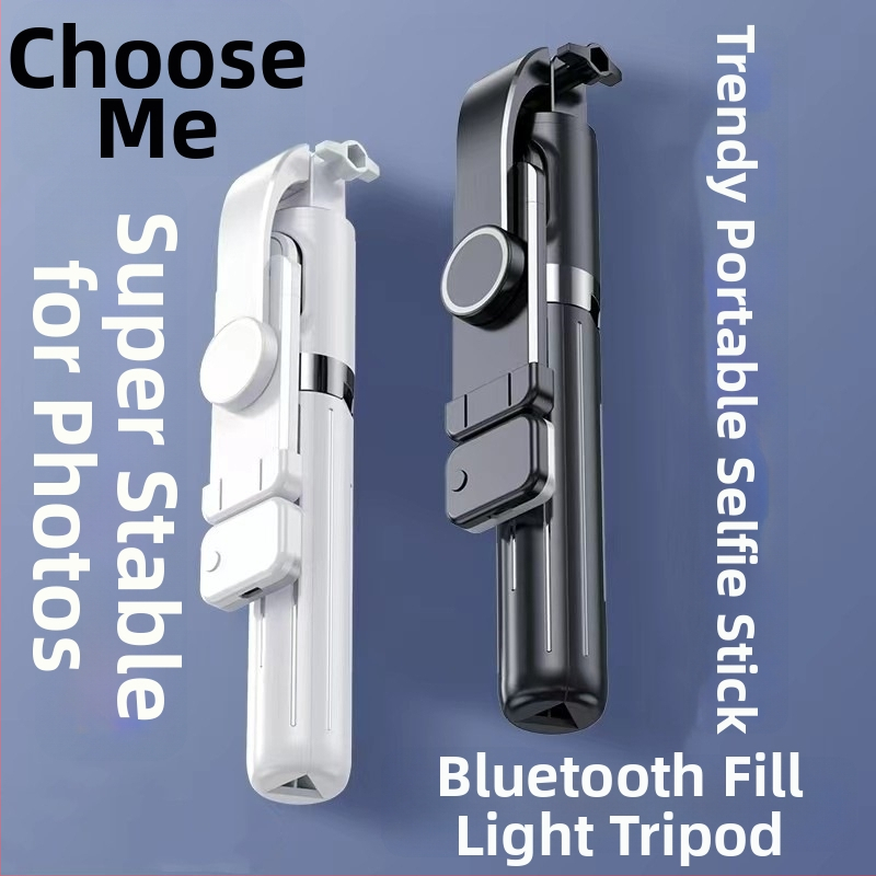 Telescopická selfie tyč pre mobilné telefóny s Bluetooth diaľkovým ovládaním, anti-shake stabilizácia, podsvietenie a vstavaný statív