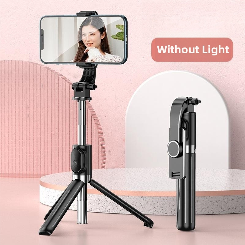 Telescopická selfie tyč pre mobilné telefóny s Bluetooth diaľkovým ovládaním, anti-shake stabilizácia, podsvietenie a vstavaný statív