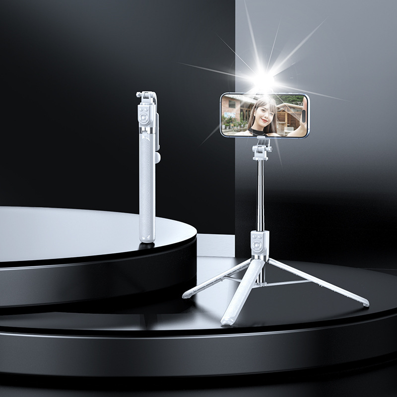 Τηλεσκοπικό σέλφι στικ για κινητό με Bluetooth απομακρυσμένο έλεγχο, αντιδονιστική σταθεροποίηση, φως και ενσωματωμένο τρίποδο