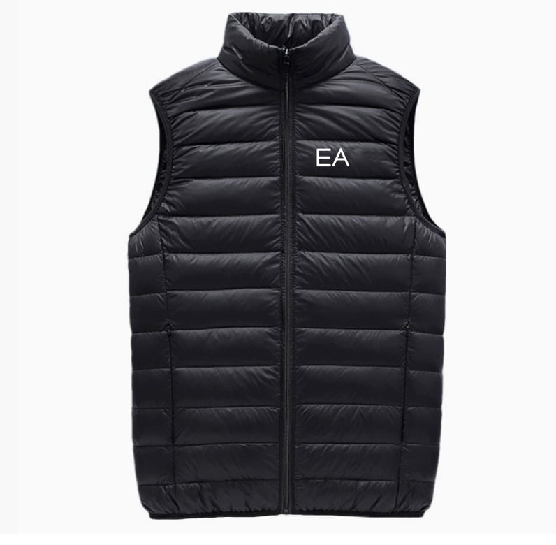 Vesta bărbătească slim-fit, cu guler înalt, ușoară, umplutură din fibre de poliester, căptușeală din fibre de poliester