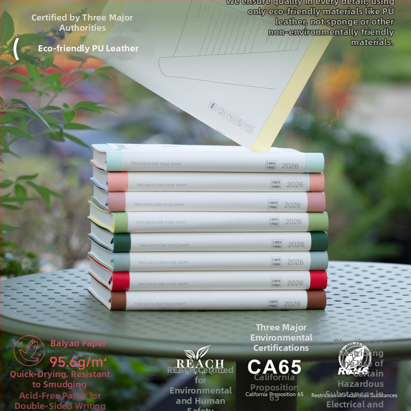 Bilježnica Paperideas, korica od umjetne kože, French fold veza, papir bez kiseline 100 g/m², 200–300 stranica