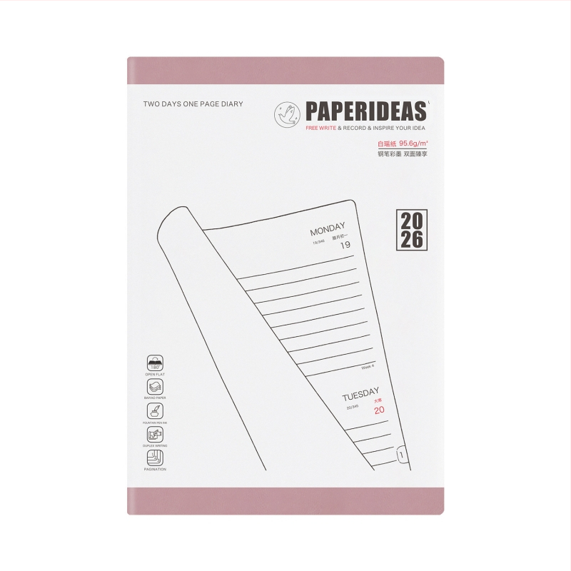 Bilježnica Paperideas, korica od umjetne kože, French fold veza, papir bez kiseline 100 g/m², 200–300 stranica