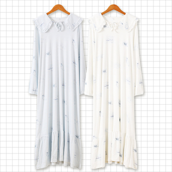 Ženski noćni odjevni u japanskom stilu od modala, okrugli izrez, dugi rukavi, noćna haljina srednje duljine