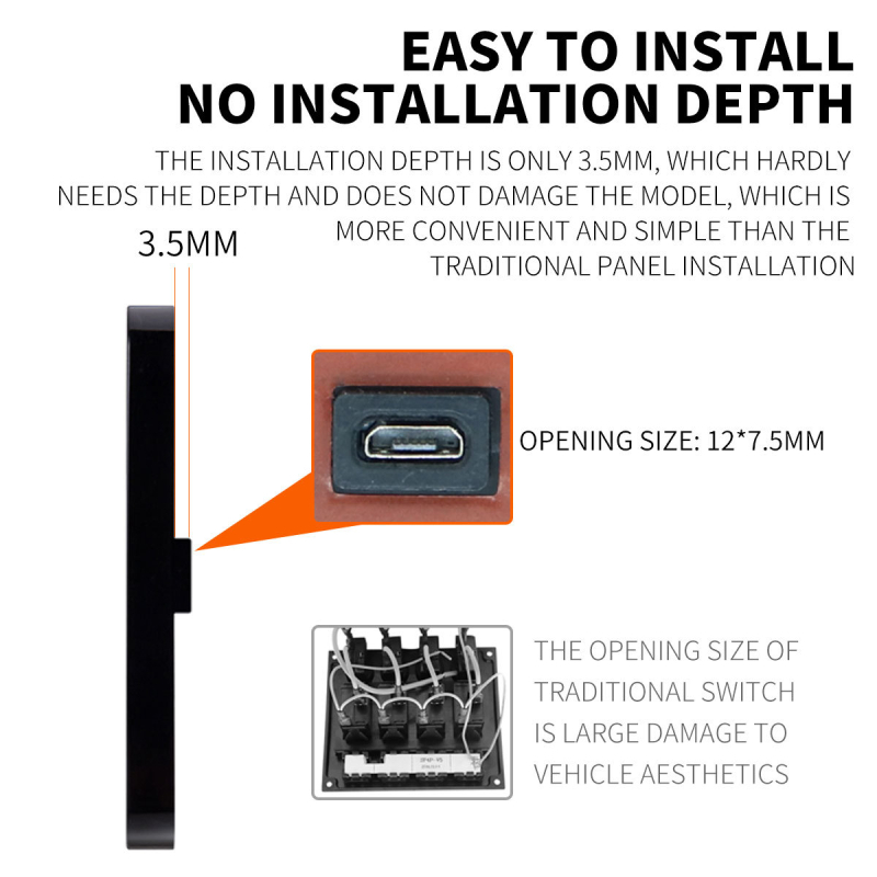 SP5106 6‑pozicijski panel prekidač s dodirnim filmom od 5 mm, 10-30V DC, za automobile, RV i jahte