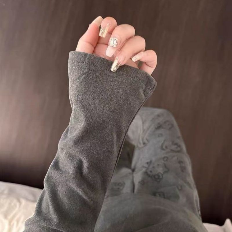 Derong baršun pijama set za žene - osnovni i etnički stil, dugi rukavi, antistatijski, proljeće kućna odjeća