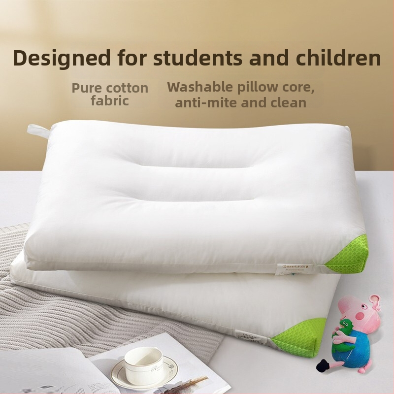 Παιδικό μαξιλάρι, ορθογώνιο σχήμα, ύψος 1–5 cm, βάρος 0.55–1.0 kg, γέμισμα πολυεστερικής ίνας (100%), ύφασμα 100% βαμβάκι