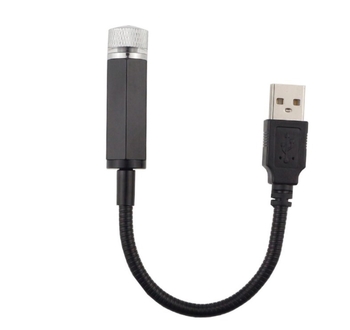 LED покривно осветление за автомобил с USB атмосферен проектор на звездното небе — модел Vehicle-mounted gypsophila USB atmosphere light, алуминиев корпус, 5V, 1W, LED източник