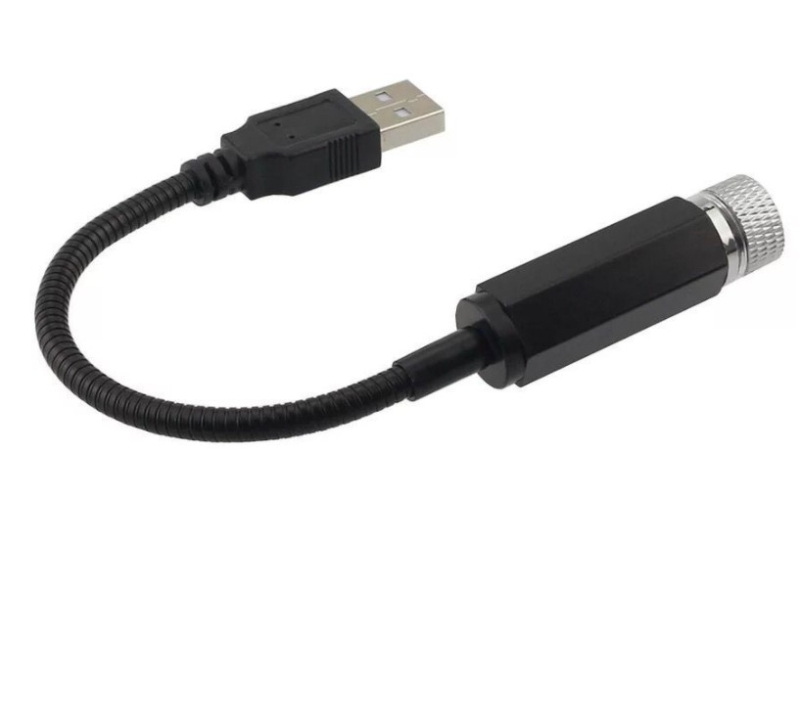 LED покривно осветление за автомобил с USB атмосферен проектор на звездното небе — модел Vehicle-mounted gypsophila USB atmosphere light, алуминиев корпус, 5V, 1W, LED източник