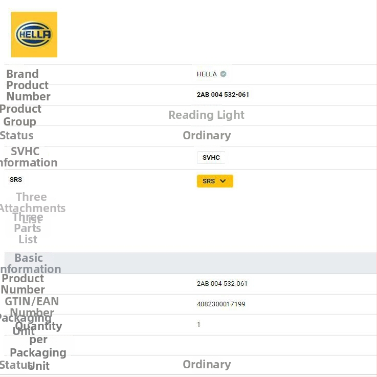 Lampă de plafon auto pentru interior, lampă de citit, telescopică, halogen 6W, cod 2AB 004 532-061