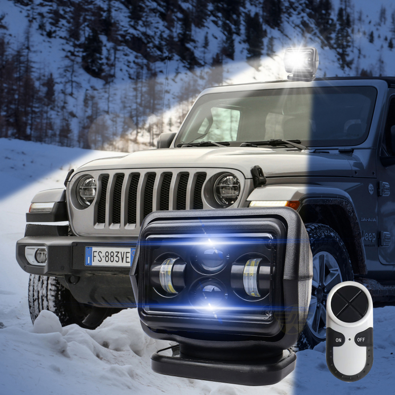 LED kupolno svjetlo za automobil s daljinskim upravljačem, rotirajući reflektor (50W, 24V, 3000 lm, 6500K, >30000 h)