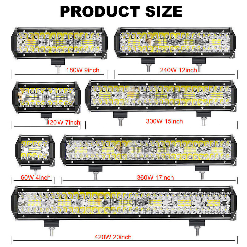 LED automobilske svjetlosne trake za off-road — Tc-653r-120w, 120W, 12/24V, 5000–12000 lm, 5000–6500 K