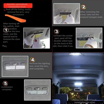 Lumină plafon auto E52_LED – set 11 piese, 8W, 12V, LED 5050 cu 3 nuclee, 100 lm, compatibil cu Nissan Elgrand E52