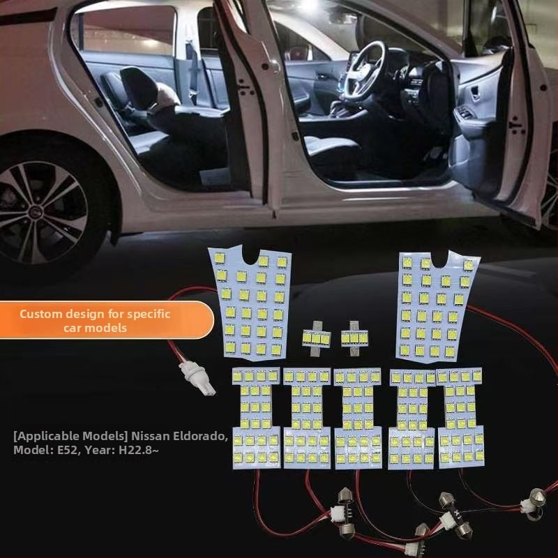 Lumină plafon auto E52_LED – set 11 piese, 8W, 12V, LED 5050 cu 3 nuclee, 100 lm, compatibil cu Nissan Elgrand E52