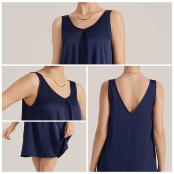 Bez rukava noćna haljina u camisole stilu s V-dekolteom, imitacija svile, poliester, ultratanki materijal 81–100 g/m², midi duljina