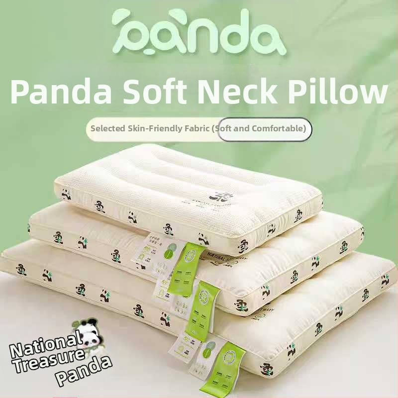 Μαξιλάρι λαιμού Panda - ορθογώνιο, γέμισμα 100% πολυεστερικές ίνες, πλεκτό ύφασμα, κατάλληλο για ένα άτομο ενήλικα, βάρος 0.55–1.0 kg.